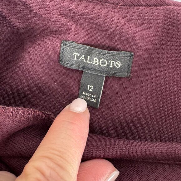 Talbots Career Midi Dress Plum High Neck Sheath 50s Modest Professional Size 12 - Picture 6 of 9